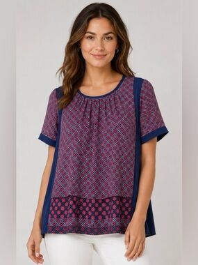 SAN & SONI Women’s Size XS Silky Lightweight Flowing Short Sleeve Blouse